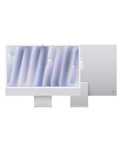 Apple iMac 24 بوصة M4 2024 – كمبيوتر All-in-One بشاشة Retina 4.5K بزجاج Nano-Texture، شريحة Apple M4 مع معالج 10 أنوية ووحدة معالجة رسومية 10 أنوية، ذاكرة 16GB، SSD سعة 256GB، كاميرا 12MP Center Stage، اللون Silver