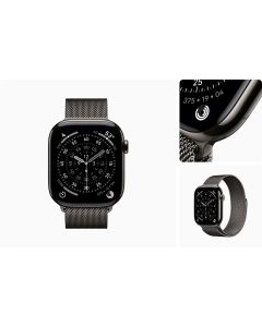 Apple Watch Series 11-Black Sport Band-S/M-Slate Titanium-GPS +Cellular-42mm